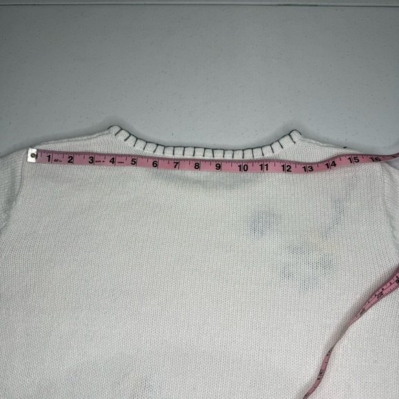 Vintage Cotton Sweater Floral Embroidery Butterfly Bee White Women’s Size Med - Picture 8 of 11